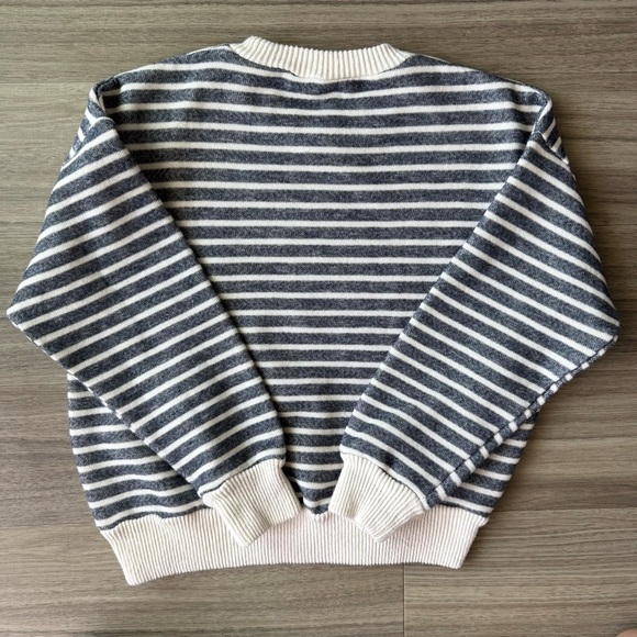 ZARA Crew Neck White Blue Stripe Soft Cotton Blend Sweater Size Small - Picture 5 of 9